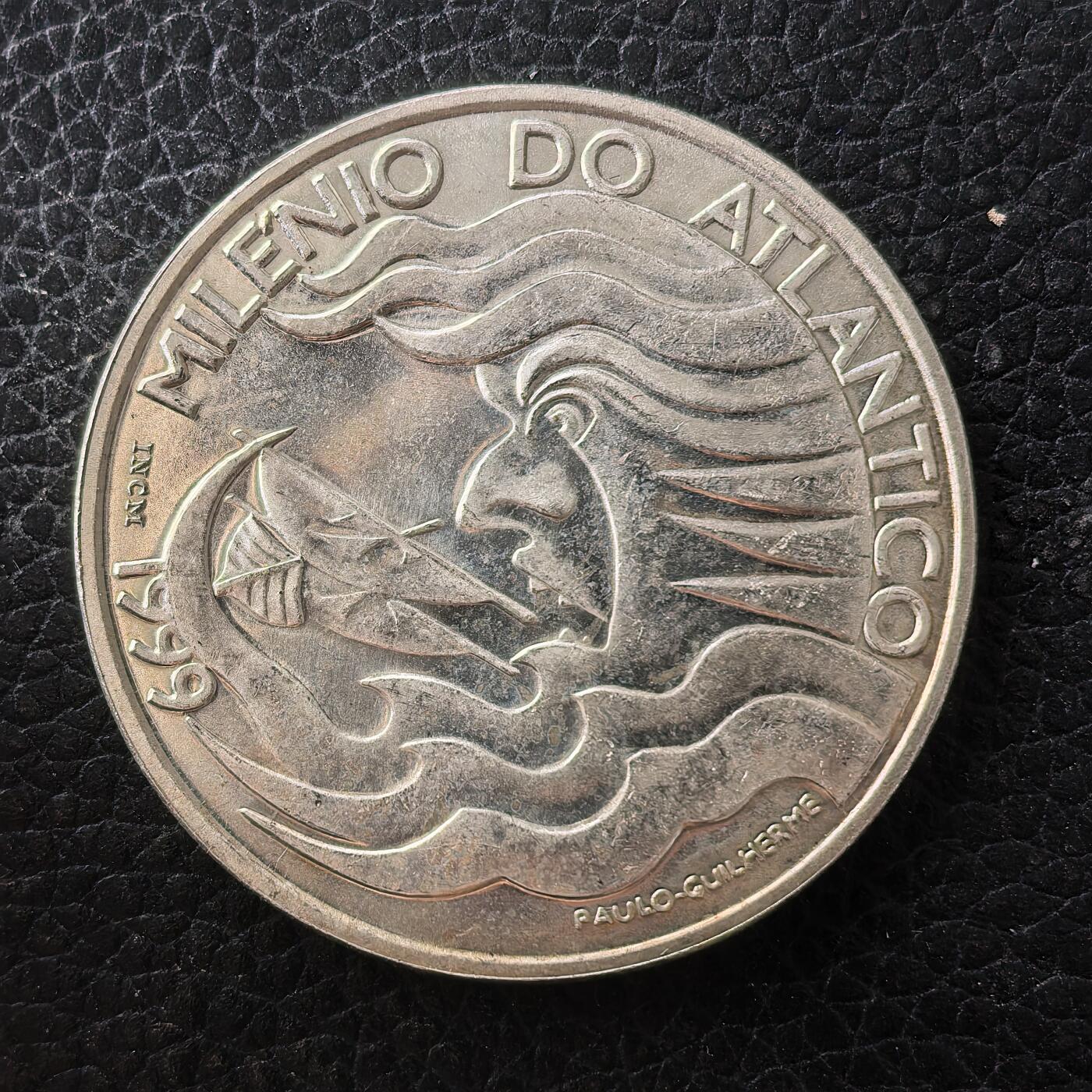 道一币馆币章第一百七十一场 葡萄牙1999年大西洋航海千年1000埃斯库多银币 28g 500s