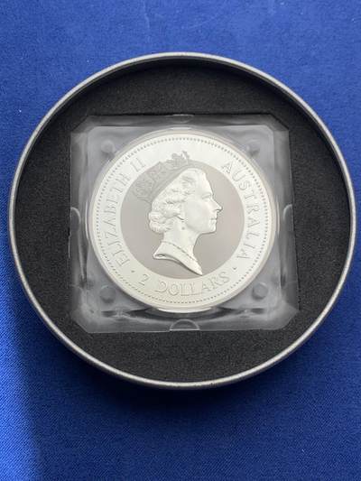 《竞宝斋》第473场 周日，周一 2场连拍 （全场包邮）欢迎送拍 - 澳大利亚1997年笑翠鸟银币 999银 2盎司 原盒