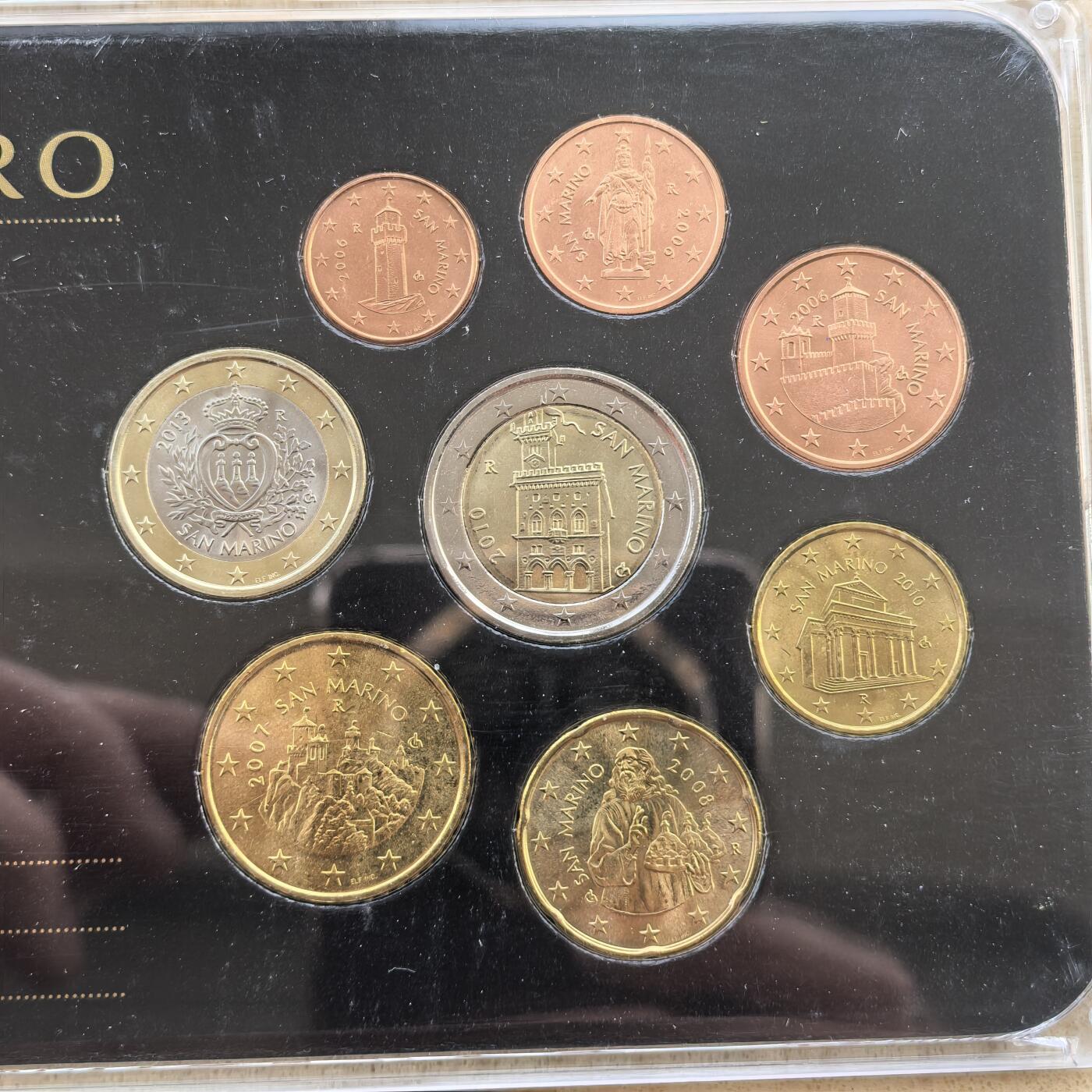 道一币馆币章第一百七十场 带证书 圣马力诺2010年欧元套币八枚