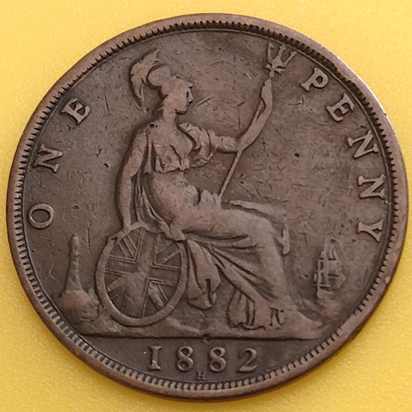 布加迪🐬～世界钱币(上海)🌾第 282 期 /  各国套币和散币 英国🇬🇧 1882年 1便士 维多利亚女王 品相不错