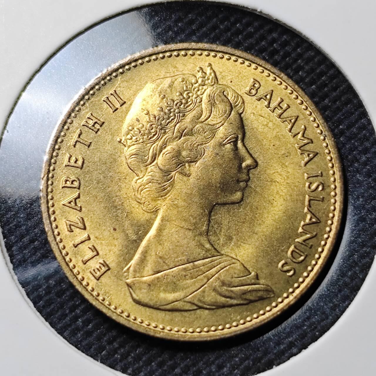 KK钱币收藏小铺   套币专场 2月预留时间 周末发货  1969巴哈马海星1分铜币 好品