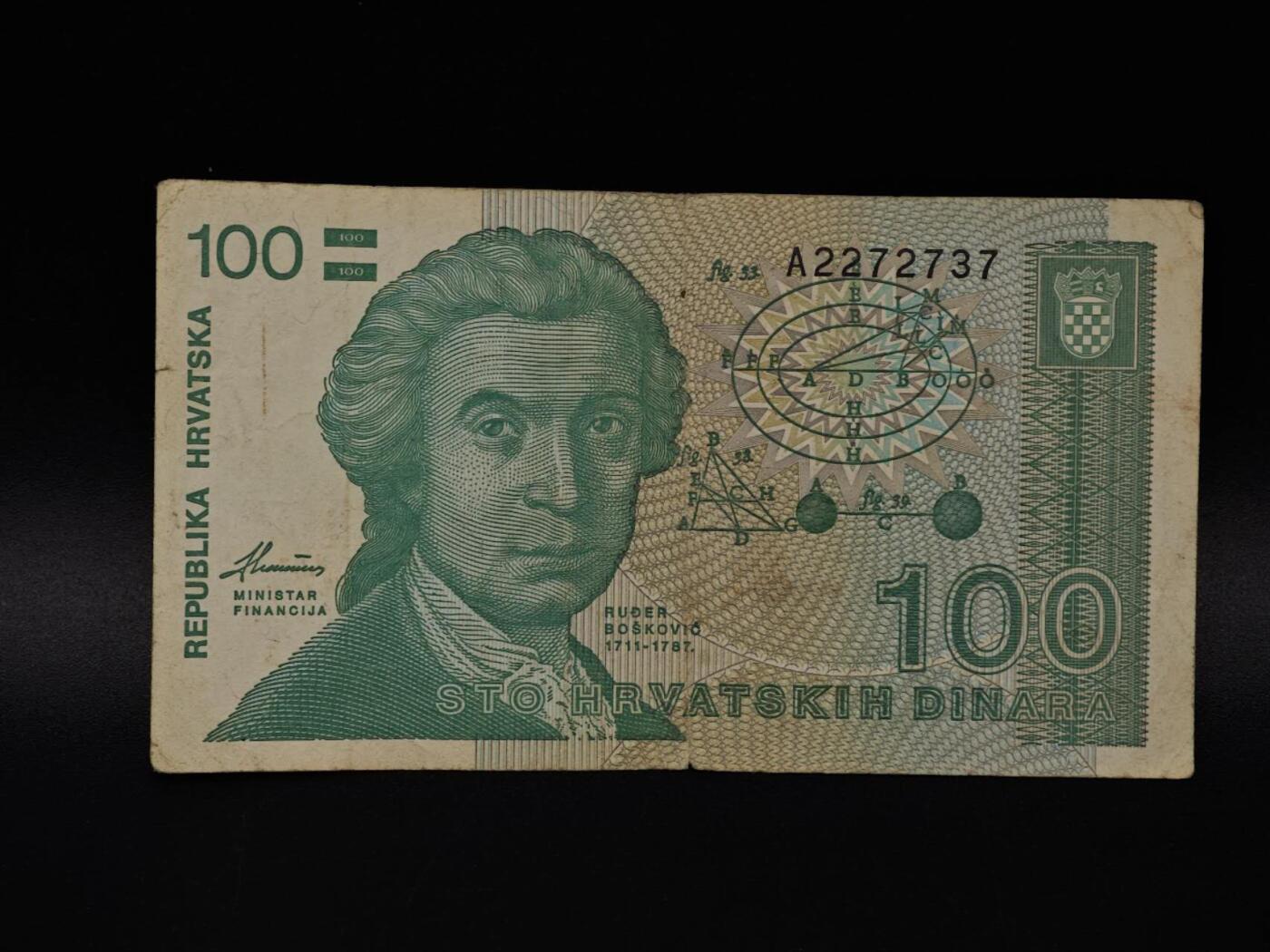  【淘币小摊】限时拍第八百八十四拍   纸币场    每周一统一发货 克罗地亚100元纸币【有折】