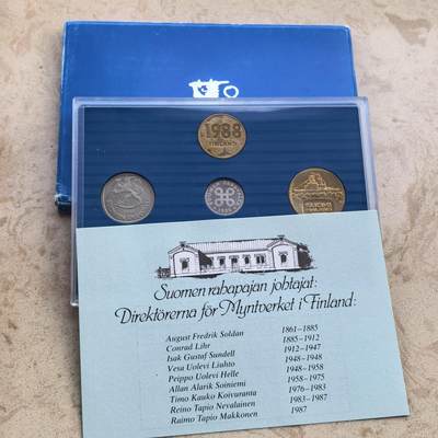 道一币馆币章第一百七十场 - 原包装 芬兰1988年清年套币六枚+纪念章