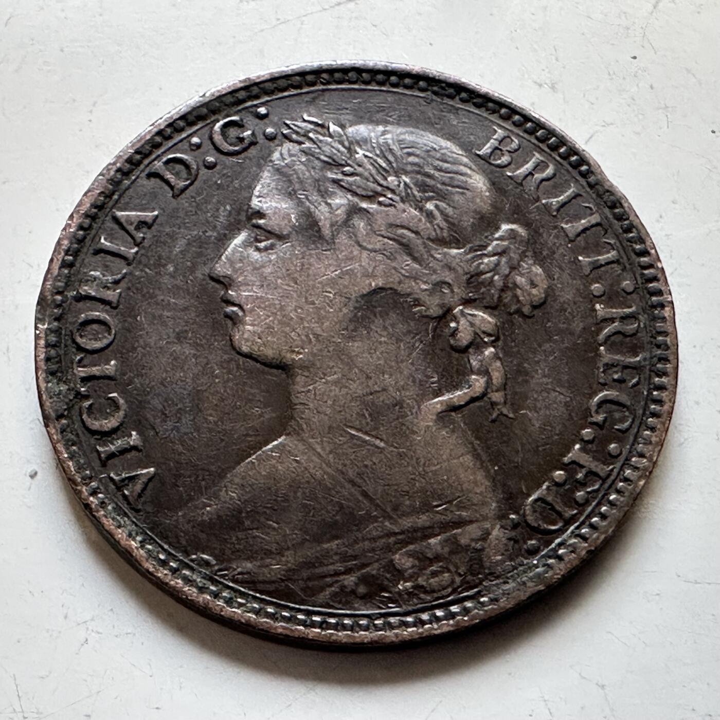 🌹外币初藏🌹🐯2026年第34场   每周二四六晚8️⃣点 接代拍 英国1874年维多利亚 1法新铜币（青年版）