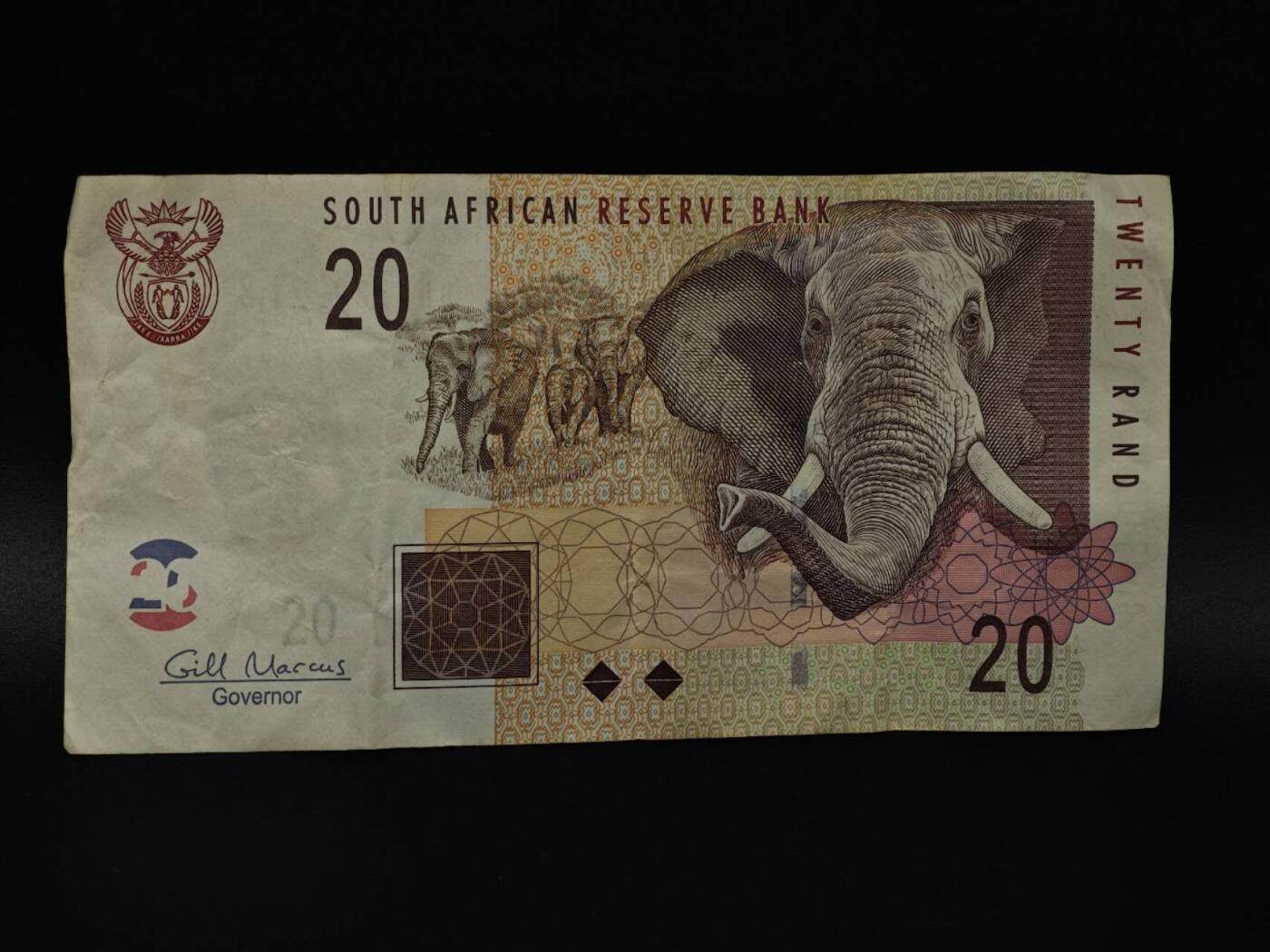  【淘币小摊】限时拍第八百八十四拍   纸币场    每周一统一发货 南非20兰德纸币【有折】