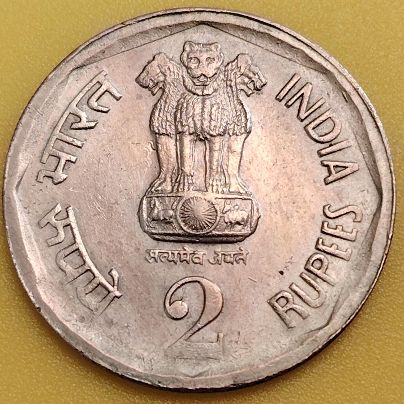 布加迪🐬～世界钱币(上海)🌾第 282 期 /  各国套币和散币 印度🇮🇳 1990年 2卢比纪念币