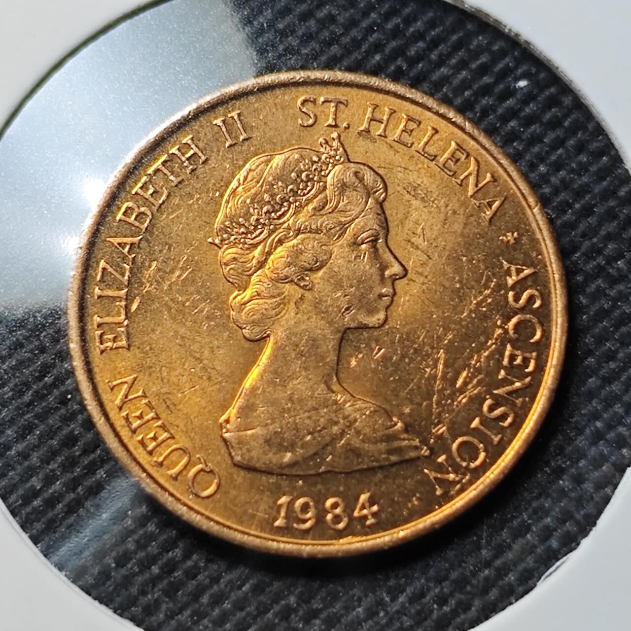 KK钱币收藏小铺   套币专场 2月预留时间 周末发货  1984英属阿森松岛1便士铜币