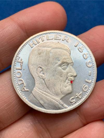 《竞宝斋》第473场 周日，周一 2场连拍 （全场包邮）欢迎送拍 - 后铸版 德国镀银纪念章 原光十足 C-405，直径约35.4mm，重约16.4g