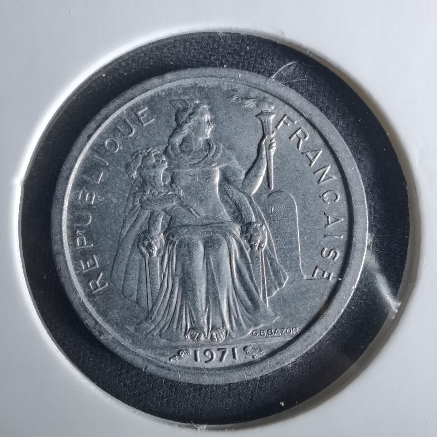 沼泽如烟--第1033场 法属新喀里多尼亚1971年1法郎