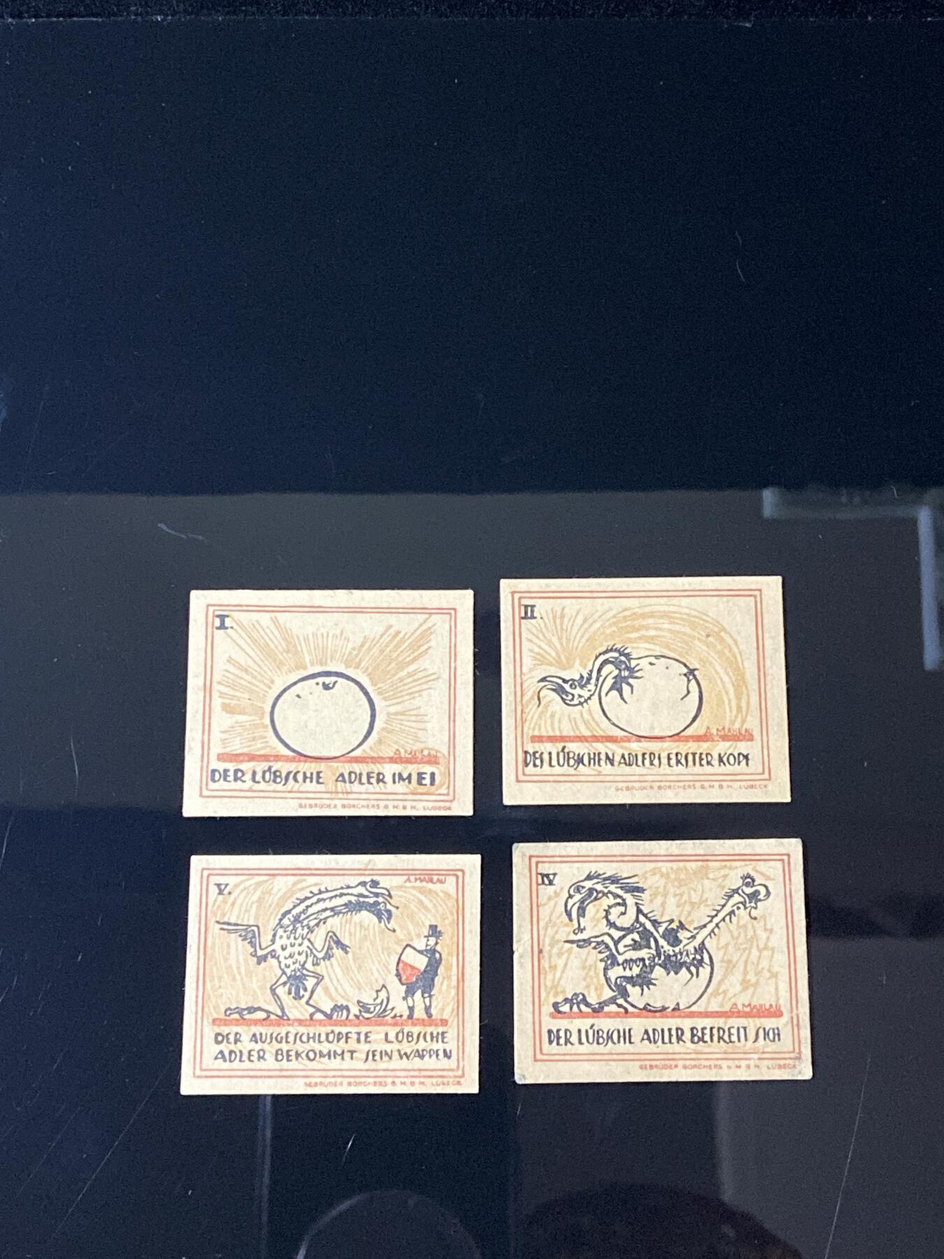 2026年第三十七场(总第二百零六场）德紧纸币特拍场(佣金3%，最低1元) 德紧纸币–德国石勒苏益格-荷尔斯泰因州吕贝克市（Lübeck）20芬妮四枚套票