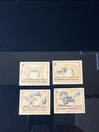 2026年第三十七场(总第二百零六场）德紧纸币特拍场(佣金3%，最低1元) - 德紧纸币–德国石勒苏益格-荷尔斯泰因州吕贝克市（Lübeck）20芬妮四枚套票