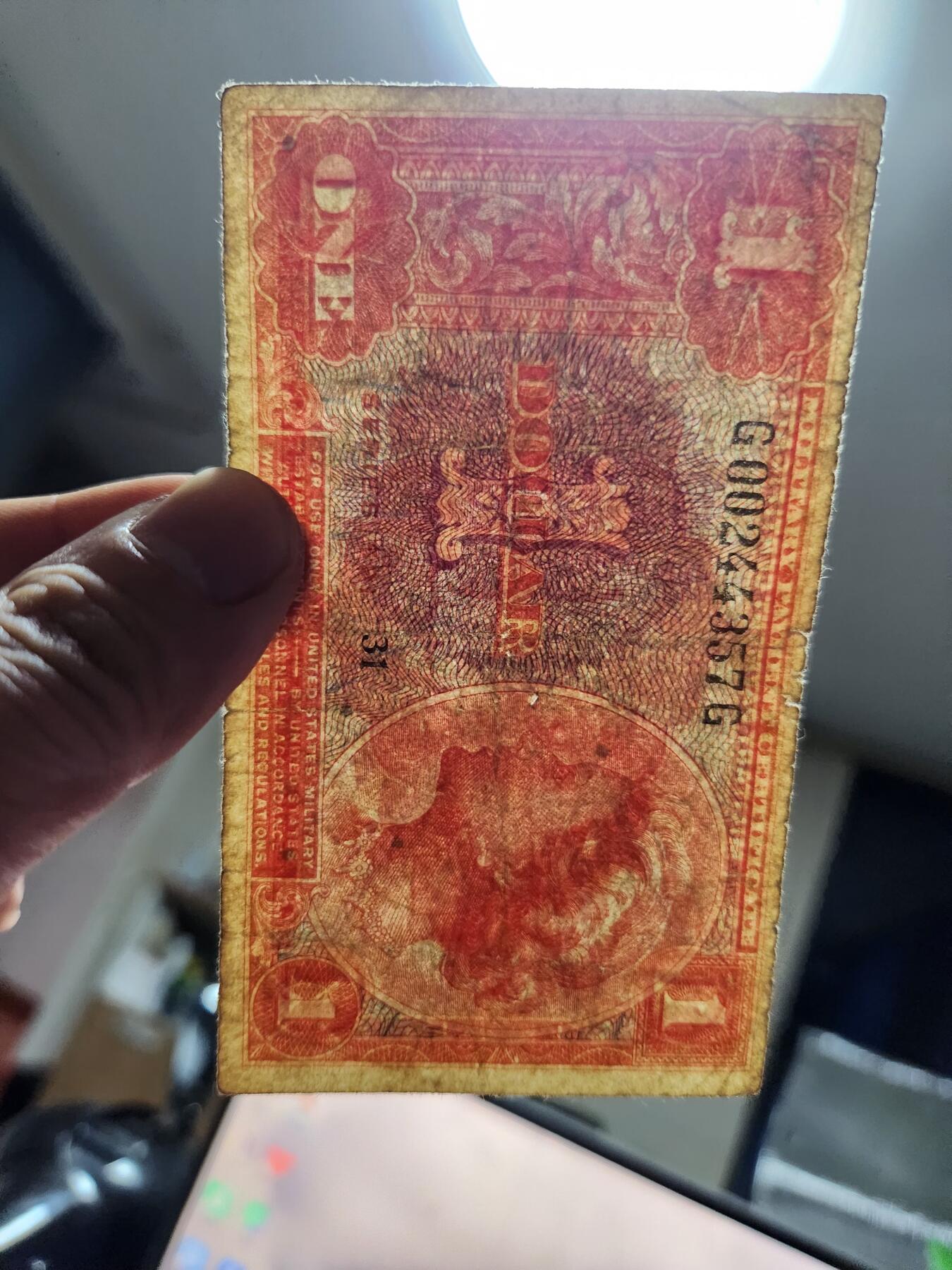 3月23号晚上8点 外国纸币自动截拍第44场 美国军票 MPC591系列  1961年1元