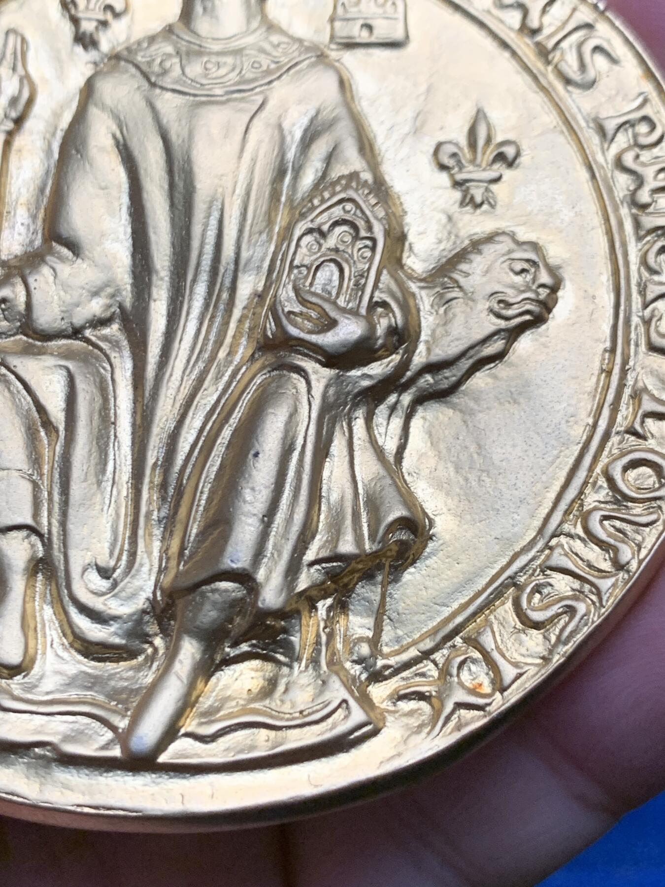 《竞宝斋》第473场 周日，周一 2场连拍 （全场包邮）欢迎送拍 法国巴黎造币厂 古钱币纪念镀金大铜章 173.3克 78.5mm