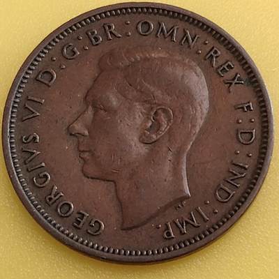 布加迪🐬～世界钱币(上海)🌾第 282 期 /  各国套币和散币 - 英国🇬🇧 1937年 1/2便士 乔治六世