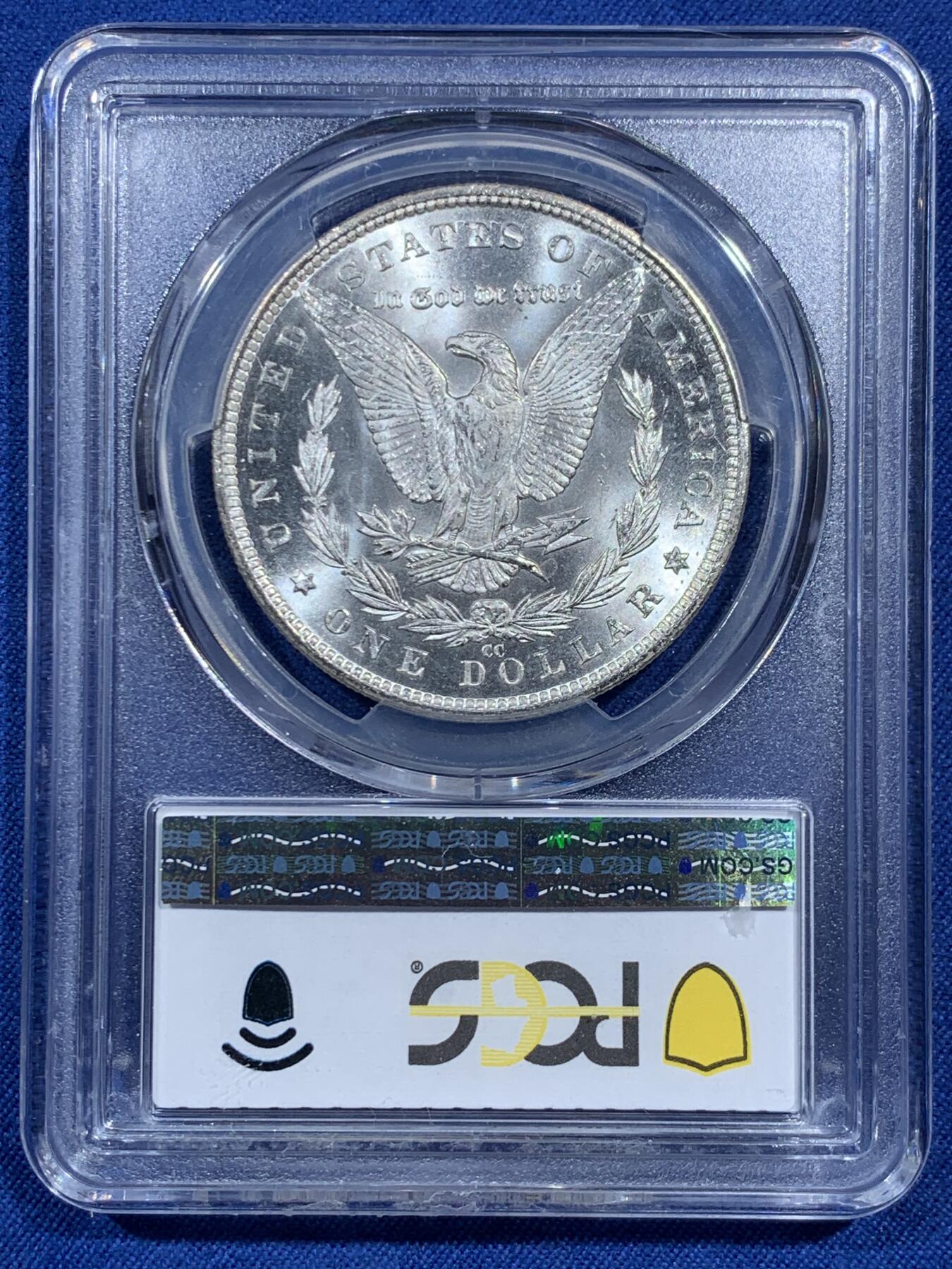 《竞宝斋》第473场 周日，周一 2场连拍 （全场包邮）欢迎送拍 PCGS MS65 美国 1883 CC 摩根银币 稀有卡森厂 车轮转光 类镜面底板