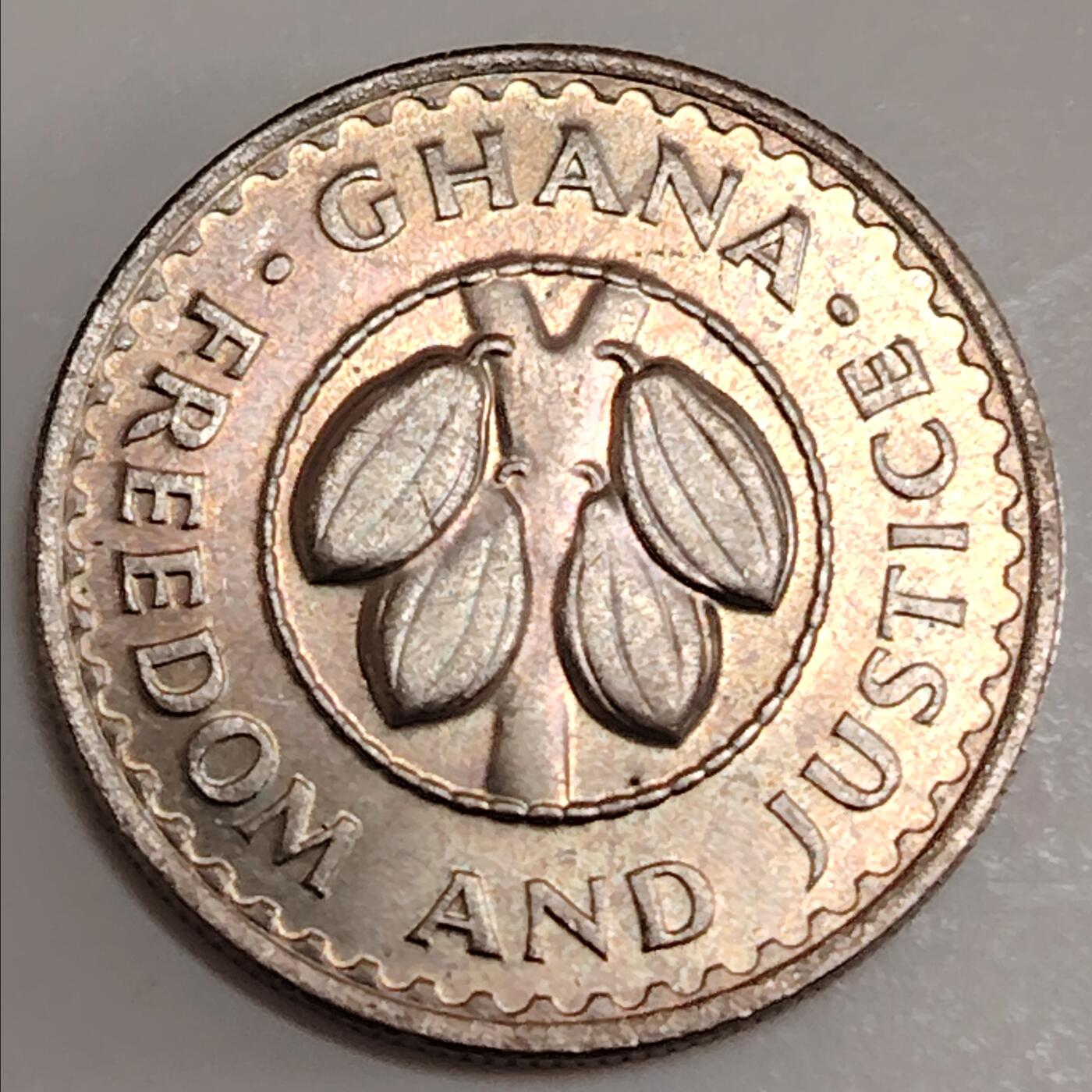 布加迪🐬～世界钱币(上海)🌾第 282 期 /  各国套币和散币 加纳🇬🇭 1975年 5比赛瓦 原光好品～C10