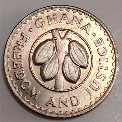 布加迪🐬～世界钱币(上海)🌾第 282 期 /  各国套币和散币 - 加纳🇬🇭 1975年 5比赛瓦 原光好品～C10