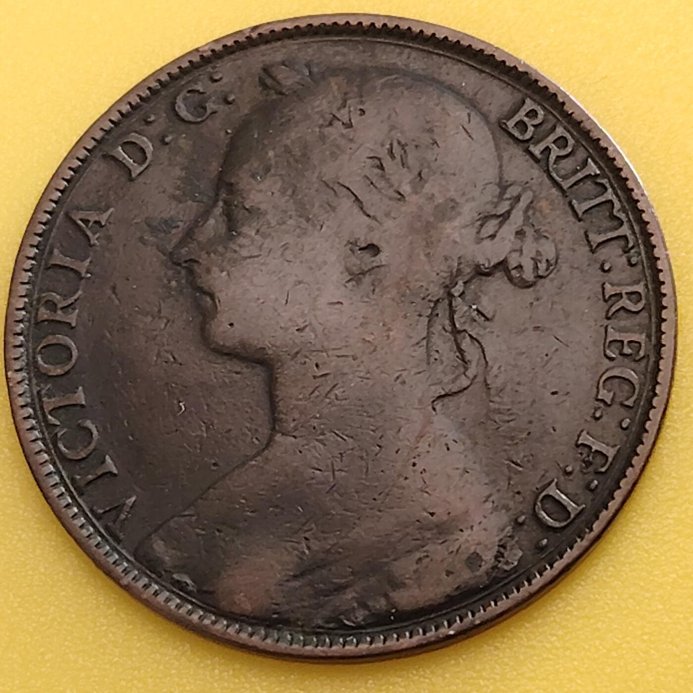 布加迪🐬～世界钱币(上海)🌾第 282 期 /  各国套币和散币 英国🇬🇧 1882年 1便士 维多利亚女王 品相不错