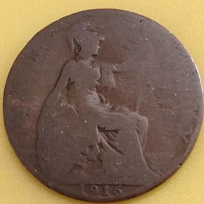 布加迪🐬～世界钱币(上海)🌾第 282 期 /  各国套币和散币 - 英国🇬🇧 1916年 1/2便士 乔治五世