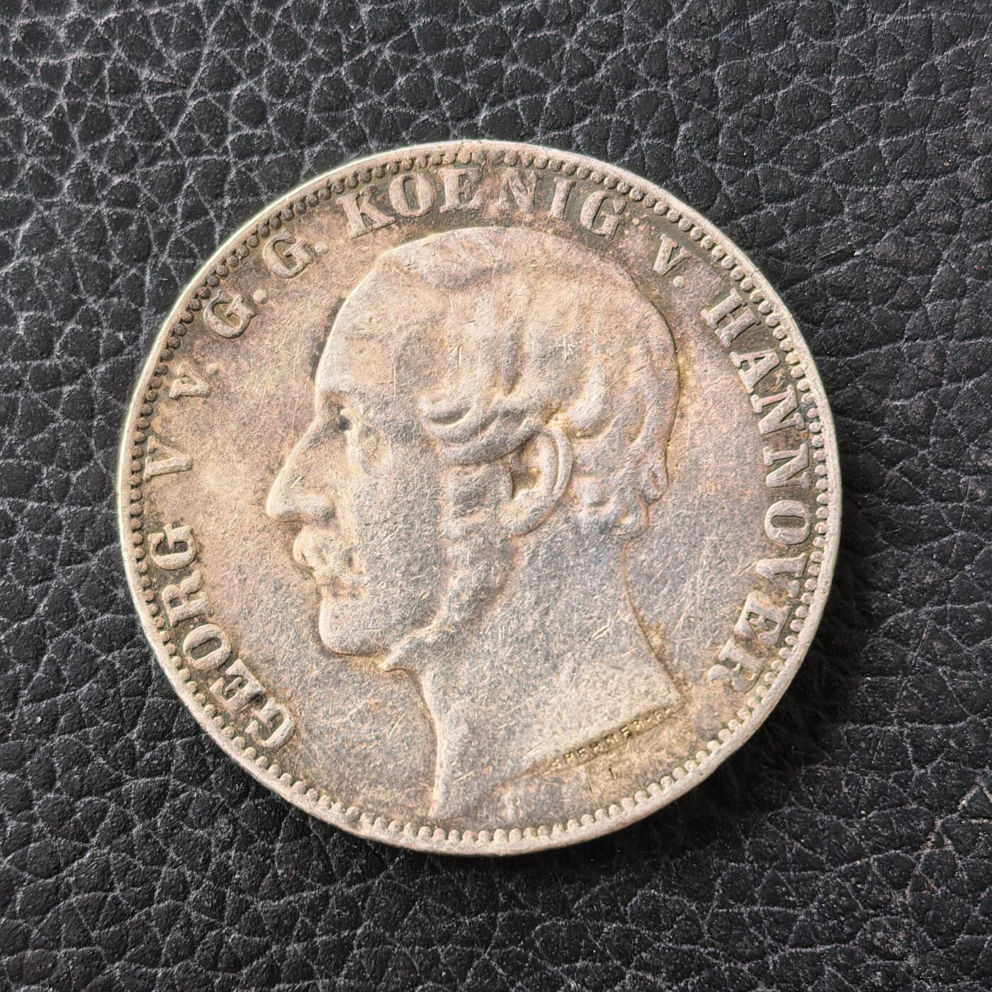 道一币馆币章第一百七十一场 普鲁士德国1865年汉诺威乔治五世滑铁卢战役纪念1泰勒银币