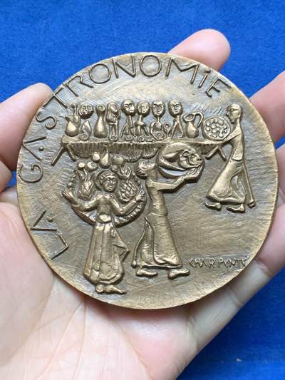 《竞宝斋》第473场 周日，周一 2场连拍 （全场包邮）欢迎送拍 - 法国大铜章 美食家 263.8克 85.5mm