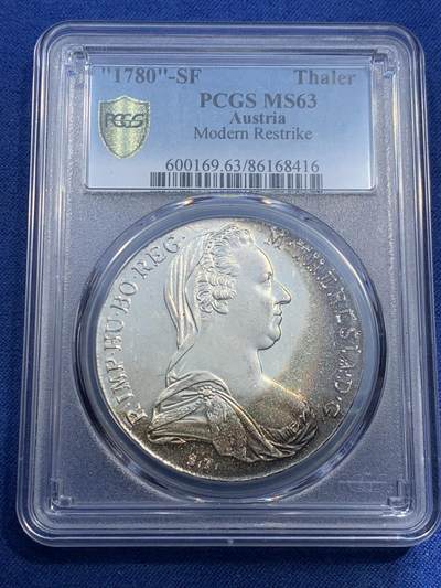 《竞宝斋》第473场 周日，周一 2场连拍 （全场包邮）欢迎送拍 - PCGS MS63 奥匈帝国大奶妈银币 原光月牙彩