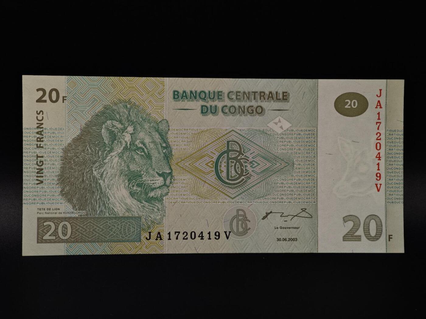  【淘币小摊】限时拍第八百八十四拍   纸币场    每周一统一发货 刚果20法郎纸币