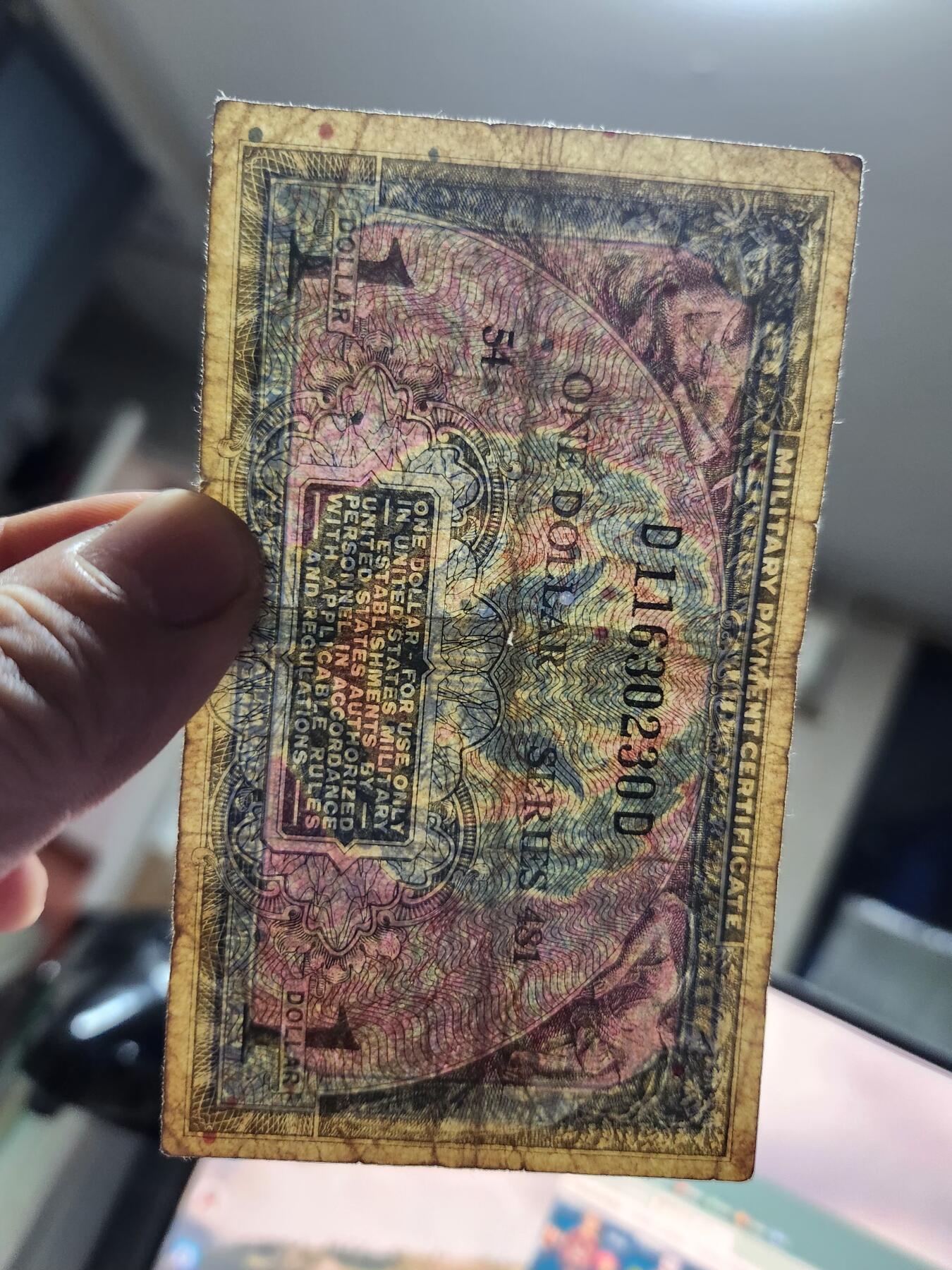 3月23号晚上8点 外国纸币自动截拍第44场 美国军票MPG481系列 1951年1元 