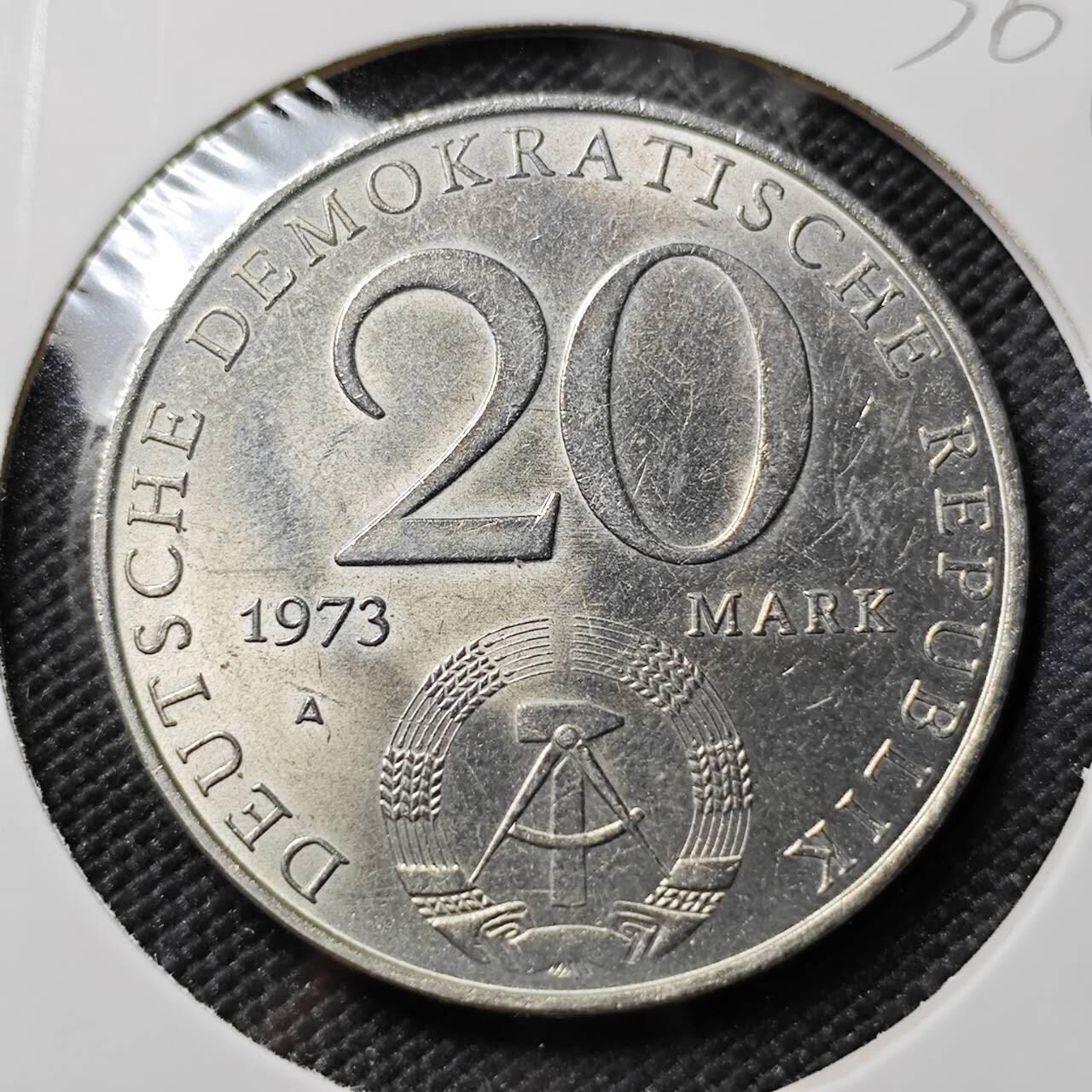 KK钱币收藏小铺   套币专场 2月预留时间 周末发货 1973东德20马克纪念币 