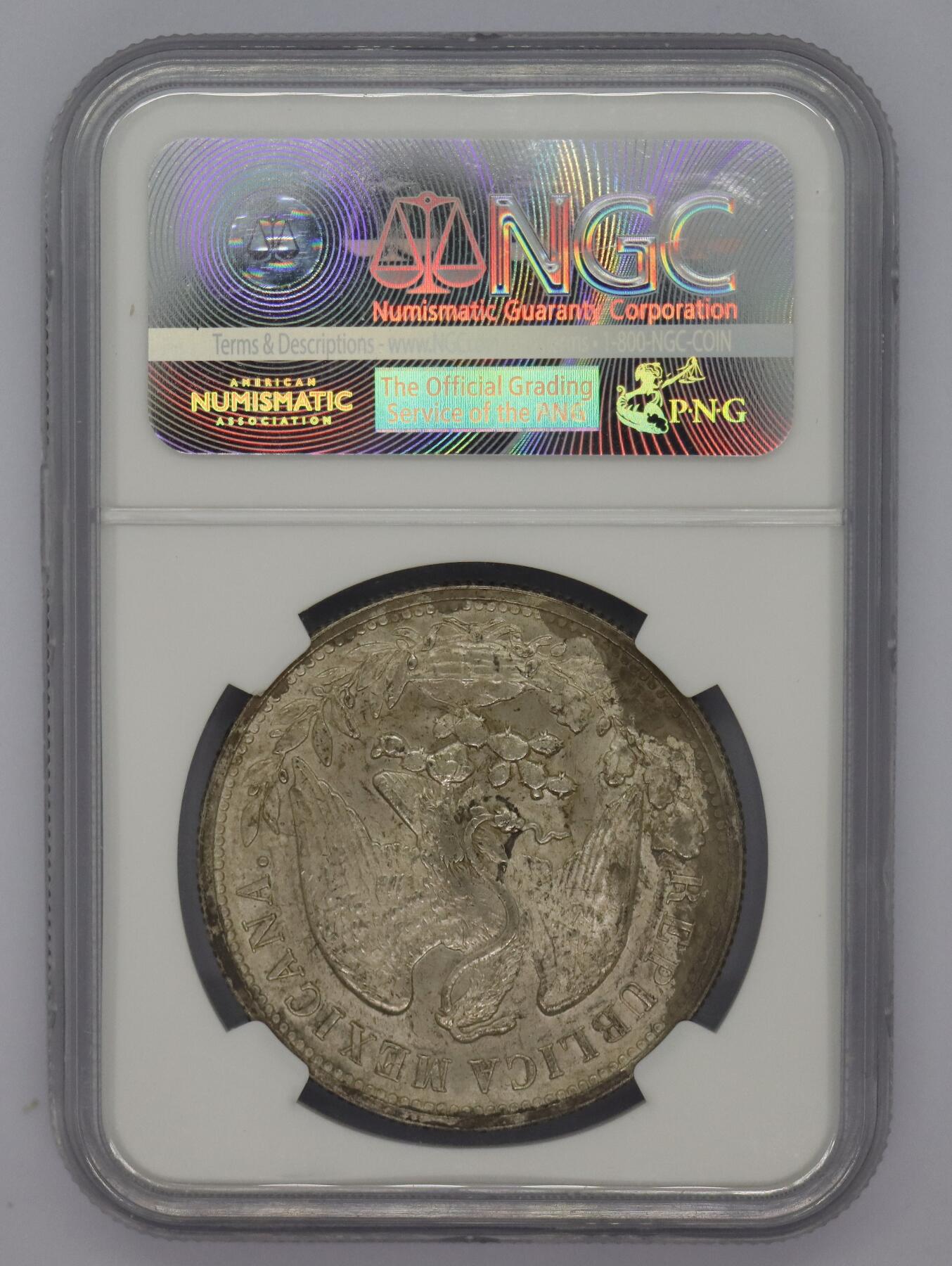 观钱 近现代机制币拍卖No.005（全场顺丰包邮，不区分偏远地区）  1898 年 MO AM 版墨西哥 1 比索银币（后铸版） NGC 62