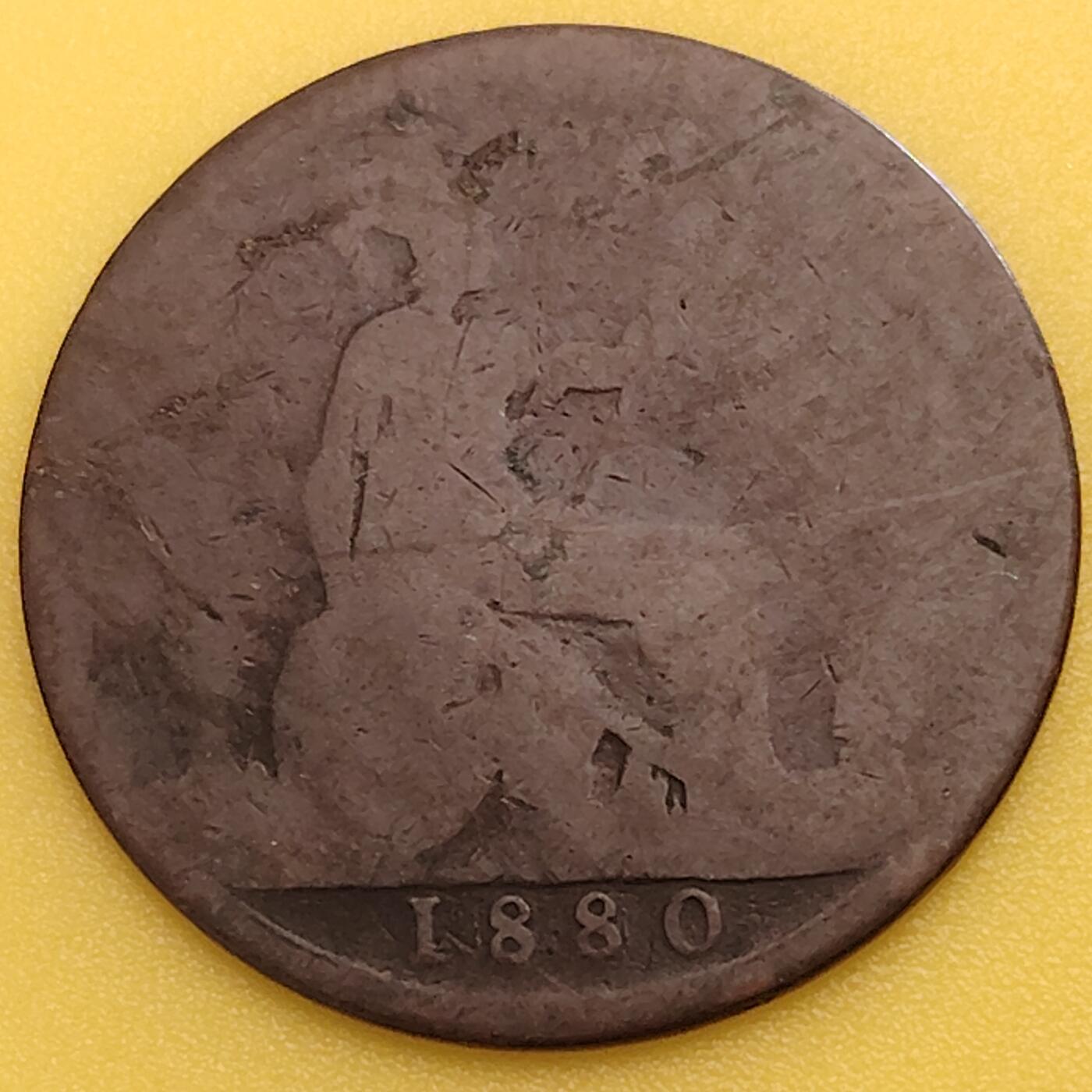 布加迪🐬～世界钱币(上海)🌾第 282 期 /  各国套币和散币 英国🇬🇧 1880年 1便士 维多利亚女王 年份清晰