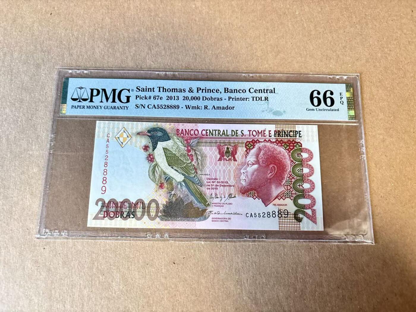【Blue Auction】世界纸币精拍第798期——18级TOP拍卖/信誉/品质/专业/高效💫 【无47】圣多美和普林西比 2013年20000多布拉 PMG66EPQ 