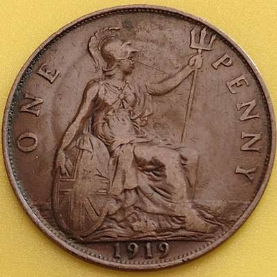 布加迪🐬～世界钱币(上海)🌾第 282 期 /  各国套币和散币 - 英国🇬🇧 1919年 1便士 乔治五世