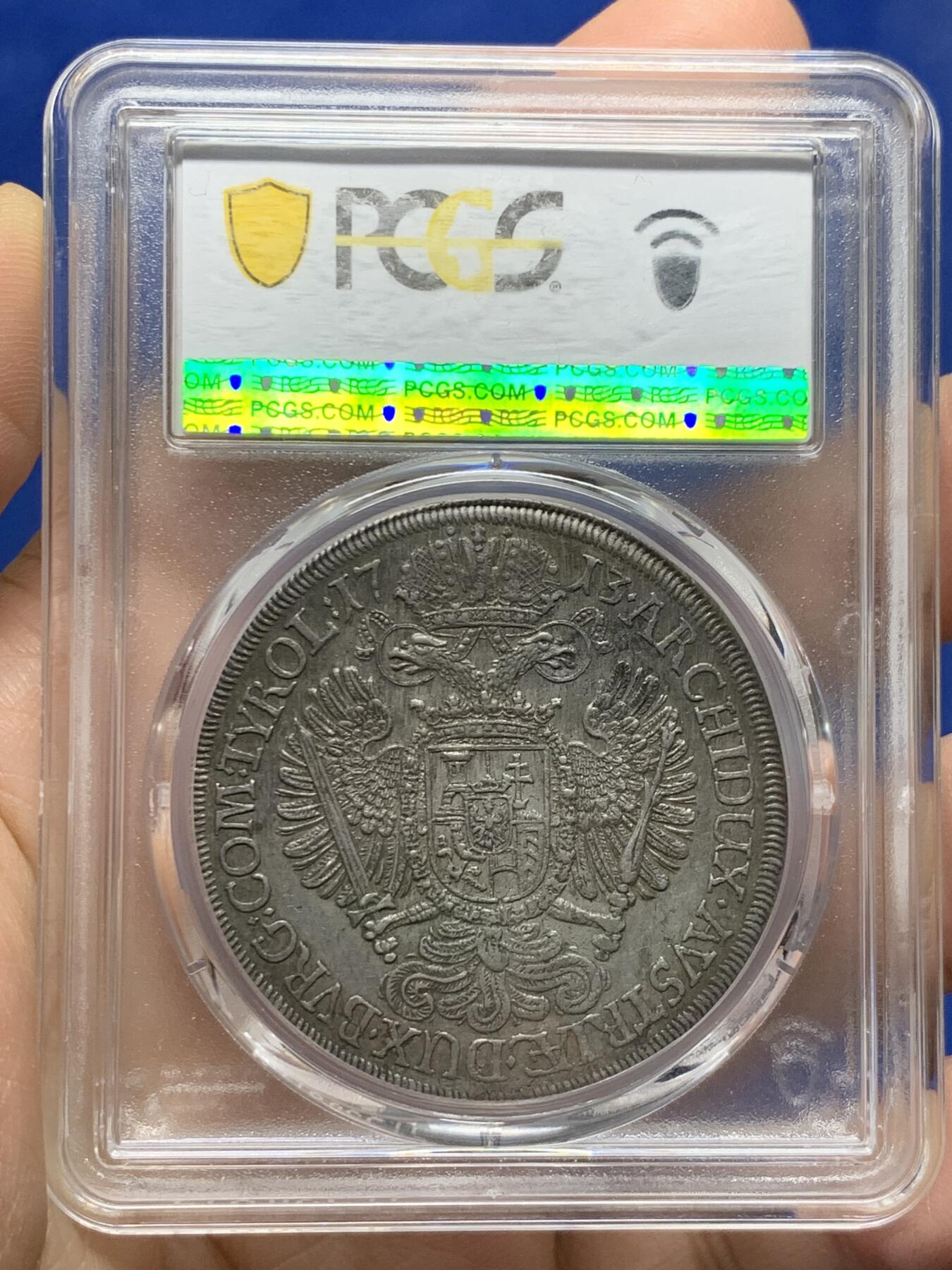 《竞宝斋》第473场 周日，周一 2场连拍 （全场包邮）欢迎送拍 PCGS MS62 神圣罗马帝国 1713年 查理六世 泰勒大银币 奥地利大波浪神罗泰勒 状态佳 亚军分