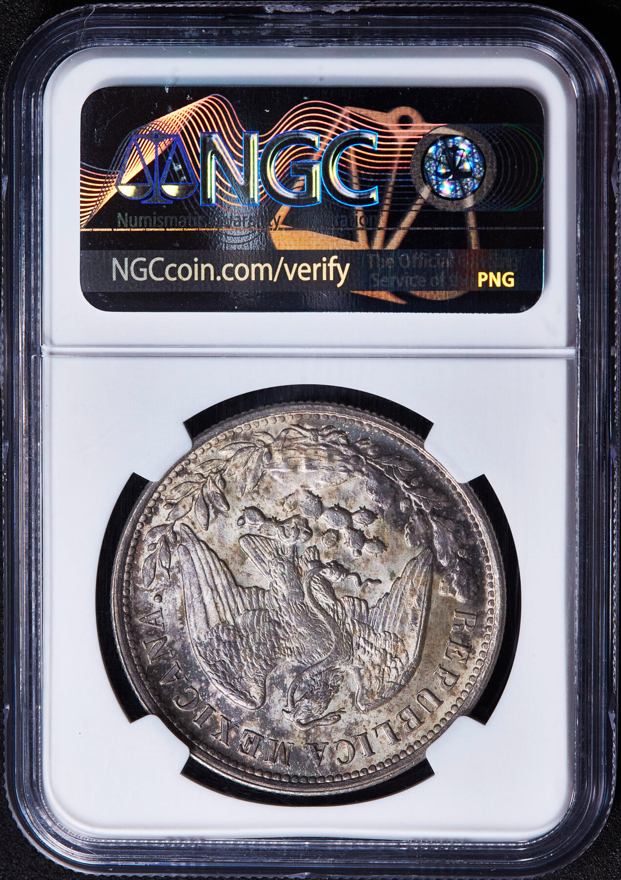 【俄甄集藏】2026年(050)04-01星期三 晚 19:30 全场包邮 墨西哥1898年Mo Am版1比索直边鹰洋大银币，NGC MS66，原味酱彩转光品相，顶级状态