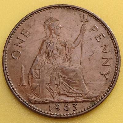 布加迪🐬～世界钱币(上海)🌾第 282 期 /  各国套币和散币 - 英国🇬🇧 1963年 1便士 伊丽莎白女王