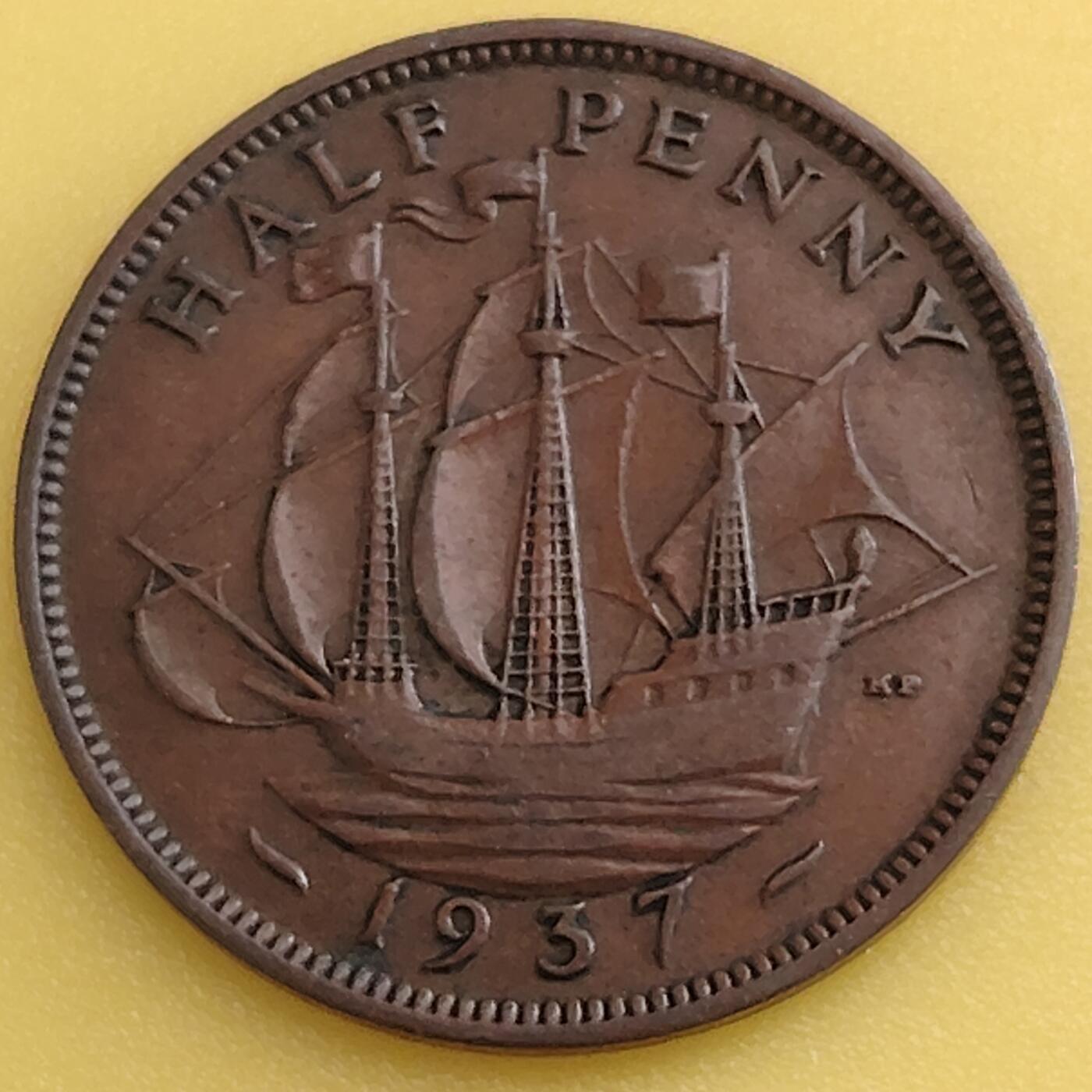 布加迪🐬～世界钱币(上海)🌾第 282 期 /  各国套币和散币 英国🇬🇧 1937年 1/2便士 乔治六世