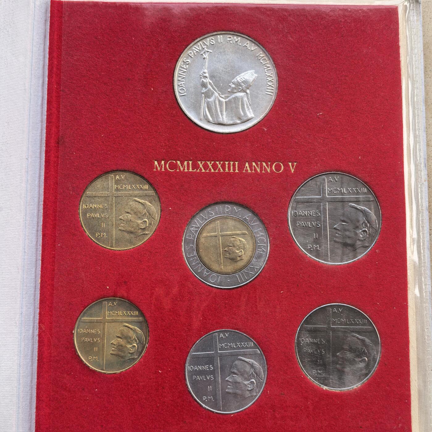 道一币馆币章第一百七十场 原包装 梵蒂冈1983年清年纪念套币七枚 含1000里拉银币