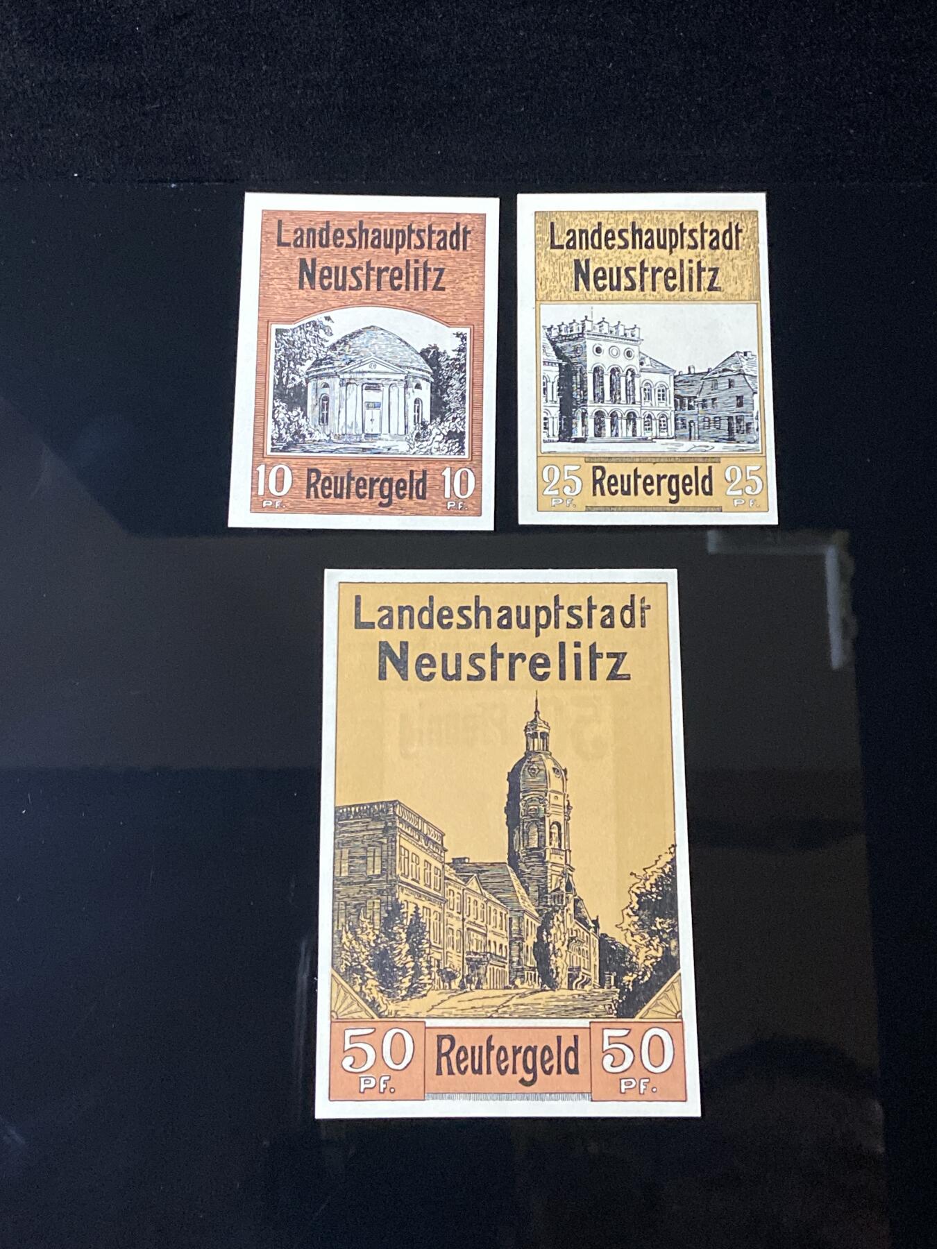 2026年第三十七场(总第二百零六场）德紧纸币特拍场(佣金3%，最低1元) 德紧纸币–德国梅克伦堡-前波美拉尼亚州新施特雷利茨州首府（Landeshauptstadt Neustrelitz）10、25、50芬妮三枚套票
