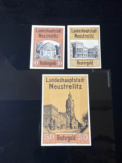 2026年第三十七场(总第二百零六场）德紧纸币特拍场(佣金3%，最低1元) - 德紧纸币–德国梅克伦堡-前波美拉尼亚州新施特雷利茨州首府（Landeshauptstadt Neustrelitz）10、25、50芬妮三枚套票