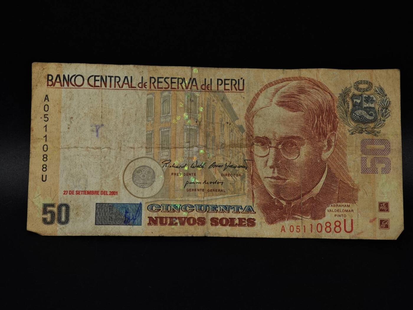  【淘币小摊】限时拍第八百八十四拍   纸币场    每周一统一发货 秘鲁50索尔纸币【有折】