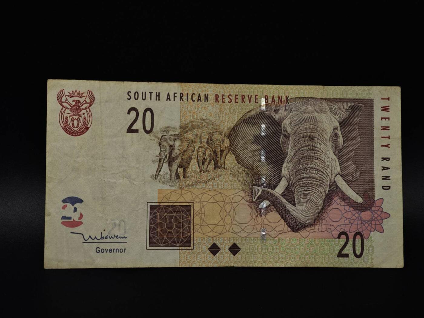  【淘币小摊】限时拍第八百八十四拍   纸币场    每周一统一发货 南非20兰德纸币【有折】