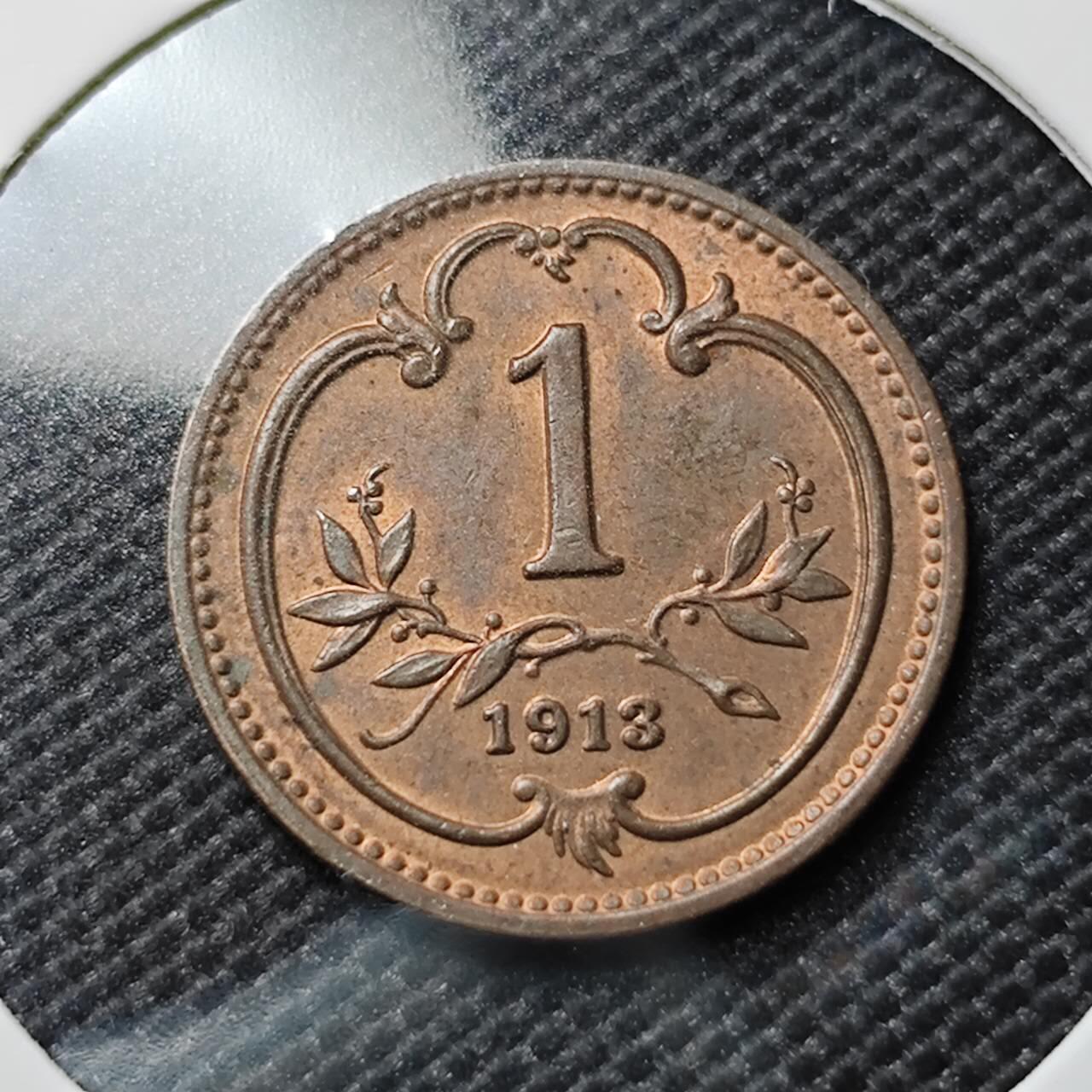 KK钱币收藏小铺   套币专场 2月预留时间 周末发货  1913奥地利1格罗申铜币 好品