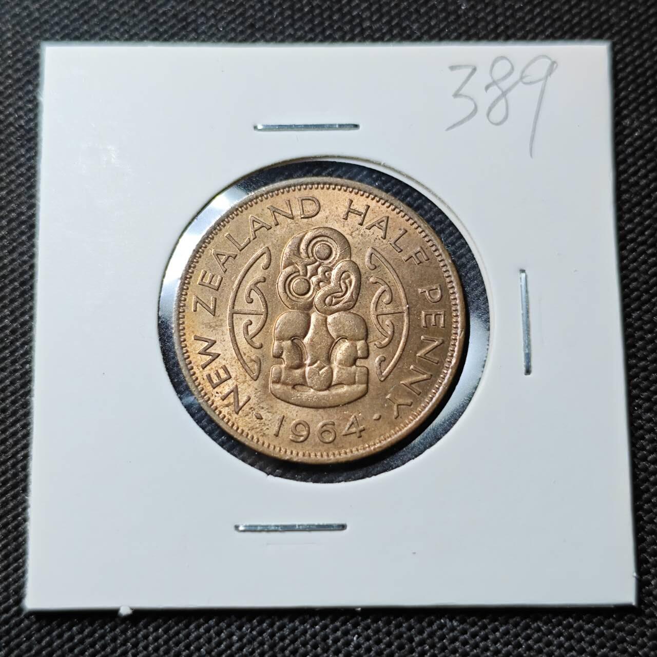 KK钱币收藏小铺   套币专场 2月预留时间 周末发货  1964新西兰半便士铜币 好品