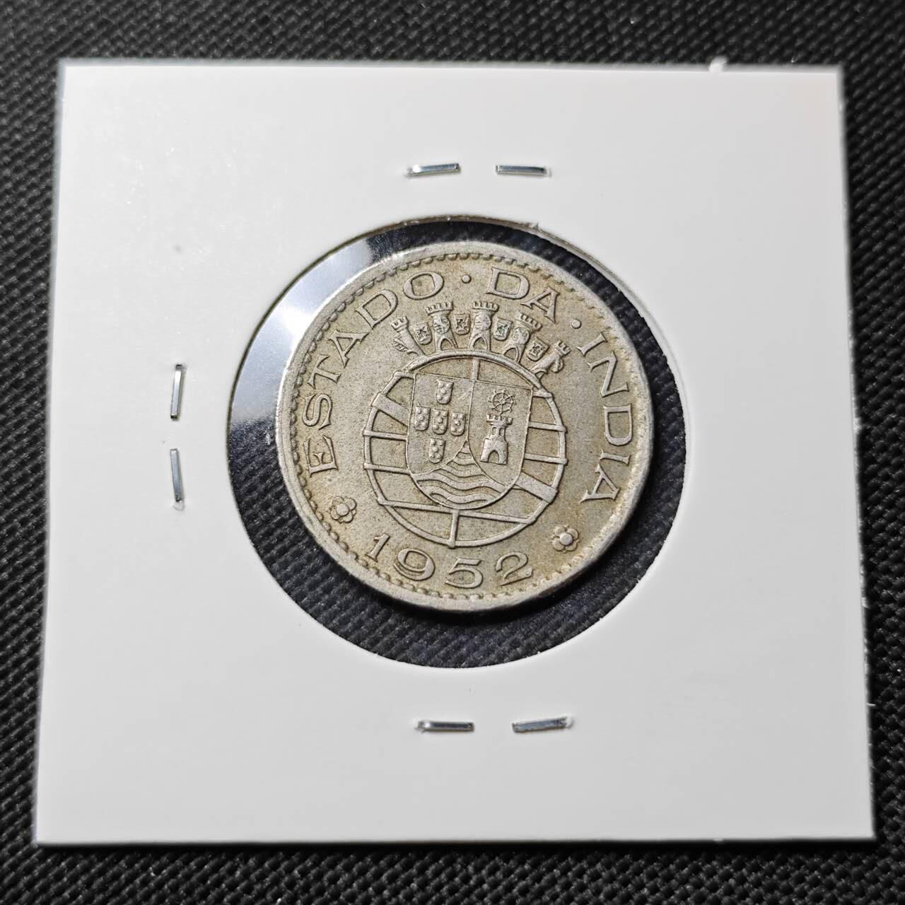 KK钱币收藏小铺   套币专场 2月预留时间 周末发货  1952葡属印度1/2埃斯库多镍币