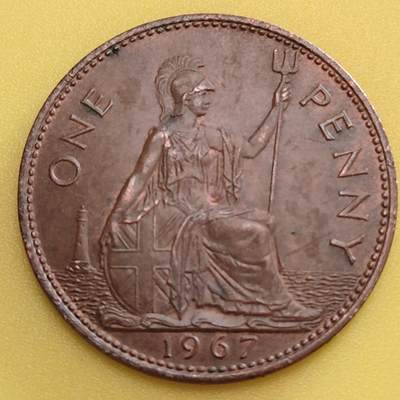 布加迪🐬～世界钱币(上海)🌾第 282 期 /  各国套币和散币 - 英国🇬🇧 1967年 1便士 伊丽莎白女王