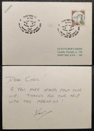 洪涛臻品批发群 精选邮票限时拍卖第1292期  - 意大利明信片寄米兰，盖纪念邮戳(戳内4个飞机？鱼？)