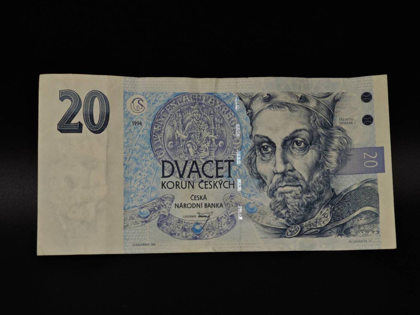  【淘币小摊】限时拍第八百八十四拍   纸币场    每周一统一发货 捷克20克朗纸币【有折】