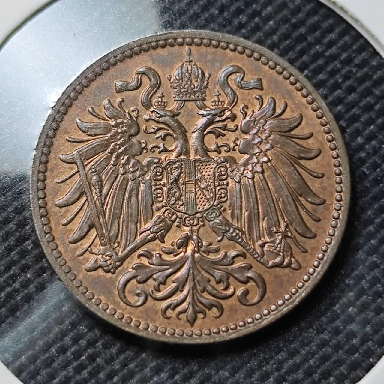 KK钱币收藏小铺   套币专场 2月预留时间 周末发货  1907奥地利2格罗申 好品