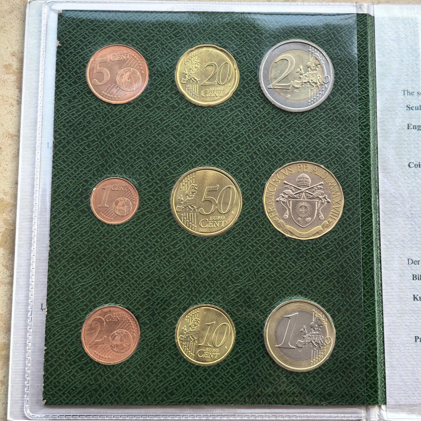 道一币馆币章第一百七十场 原包装 梵蒂冈2018年欧元套币九枚 含5欧元纪念币